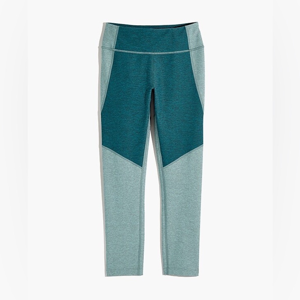 Outdoor Voices Leggings Womens Size Large Green Colorblock Stretch 23.5in Inseam